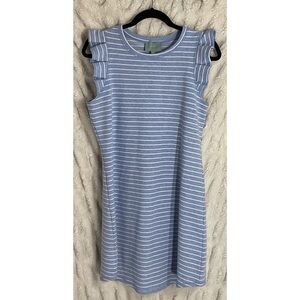 Skies Are Blue Ruffled Sleeveless Striped Dress